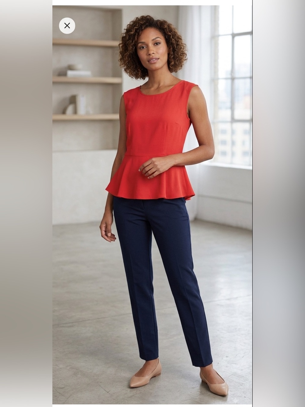 The Limited Red Sleeveless Peplum Blouse. EUC